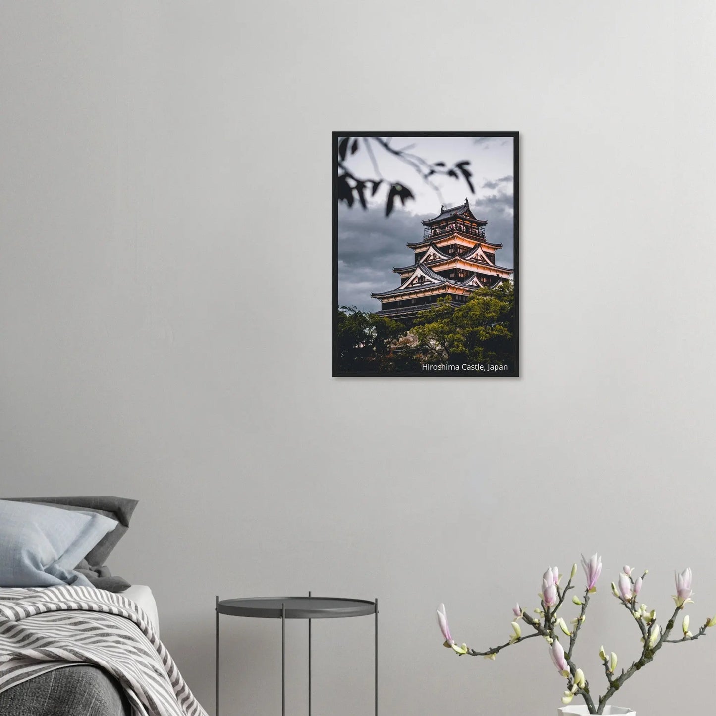 “Premium 🌿Earth-Conscious Pine Wall Art” - Architecture Collections: Hiroshima Castle, Japan - Canvas Wiggle