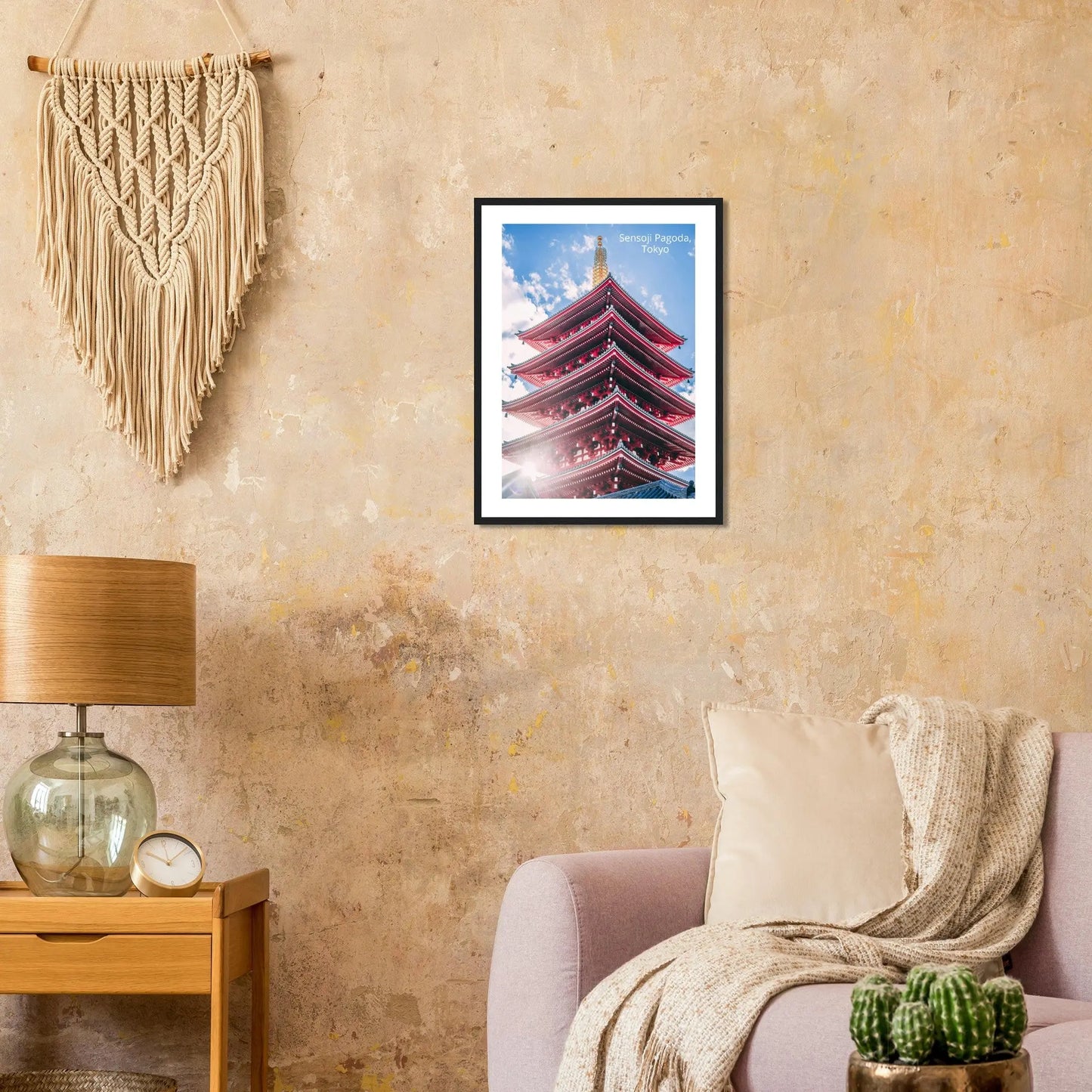 “Premium 🌿Earth-Conscious Pine Wall Art” - Architecture Collections: Sensoji Pagoda, Tokyo, Japan - Canvas Wiggle