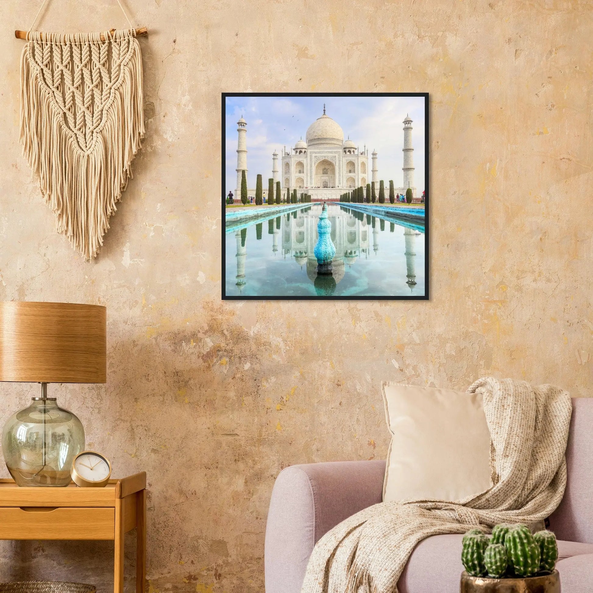 “Premium 🌿Earth-Conscious Pine Wall Art” - Architecture Collections: Taj Mahal, Agra, India - Canvas Wiggle