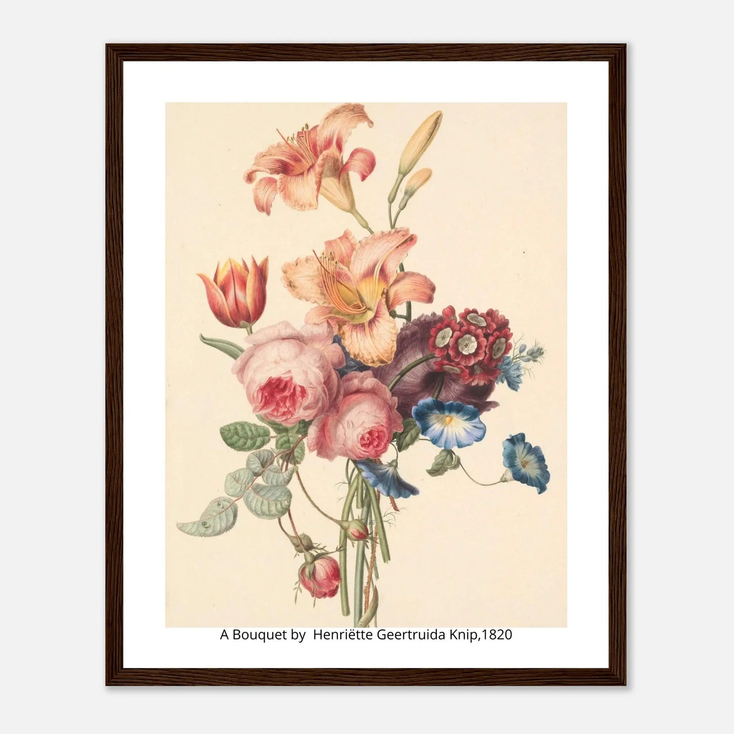 “Premium 🌿Earth-Conscious Pine Wall Art” - Classic Oil Painting, Bird and Flower Collections: A Bouquet by Henriëtte Geertruida Knip,1820 - Canvas Wiggle