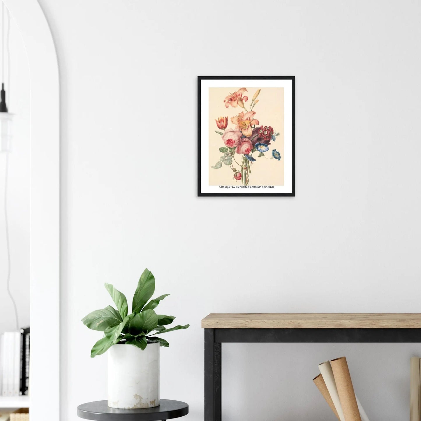 “Premium 🌿Earth-Conscious Pine Wall Art” - Classic Oil Painting, Bird and Flower Collections: A Bouquet by Henriëtte Geertruida Knip,1820 - Canvas Wiggle