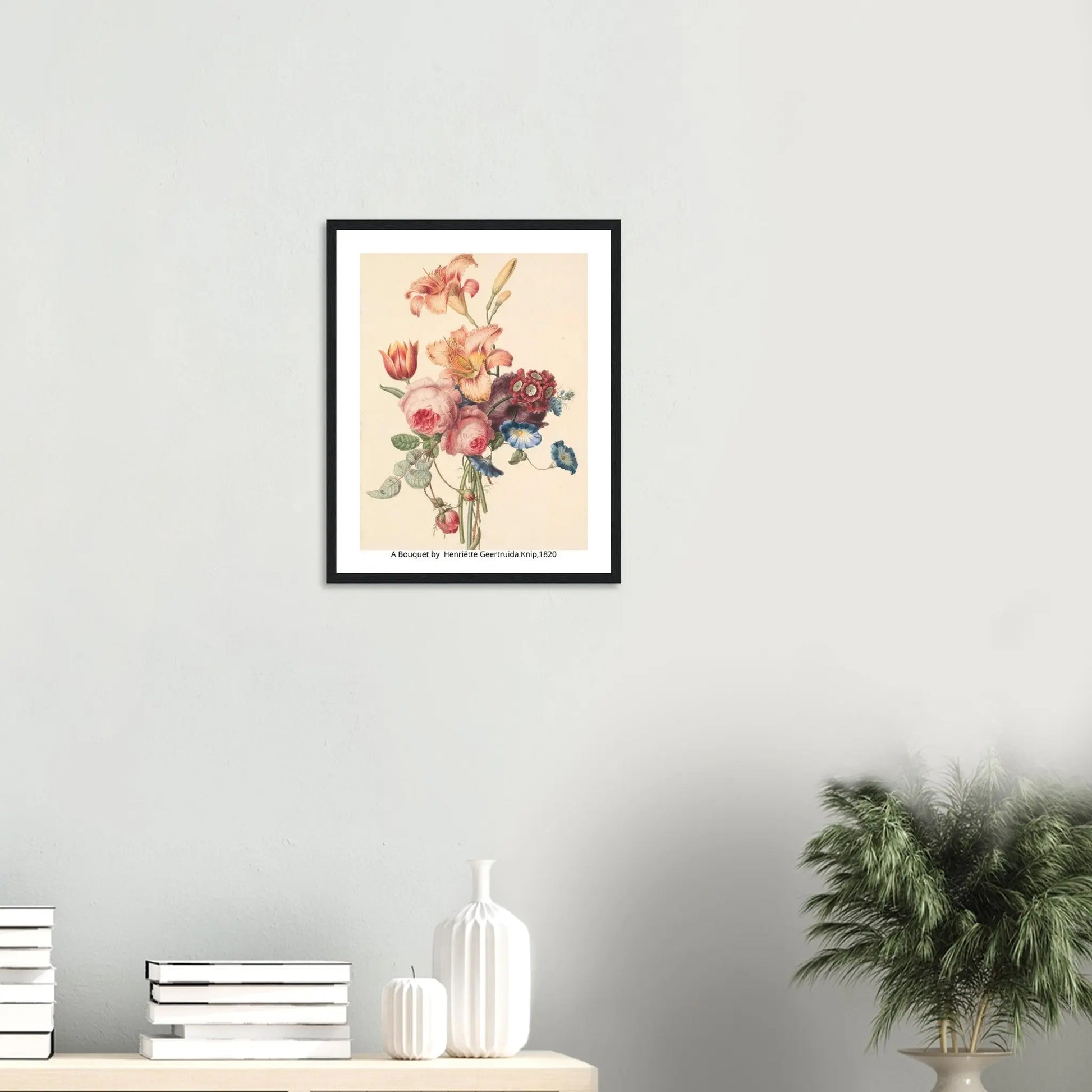 “Premium 🌿Earth-Conscious Pine Wall Art” - Classic Oil Painting, Bird and Flower Collections: A Bouquet by Henriëtte Geertruida Knip,1820 - Canvas Wiggle