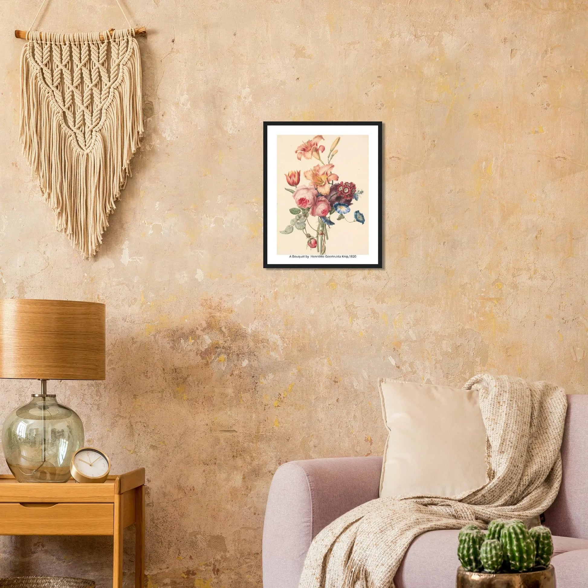 “Premium 🌿Earth-Conscious Pine Wall Art” - Classic Oil Painting, Bird and Flower Collections: A Bouquet by Henriëtte Geertruida Knip,1820 - Canvas Wiggle