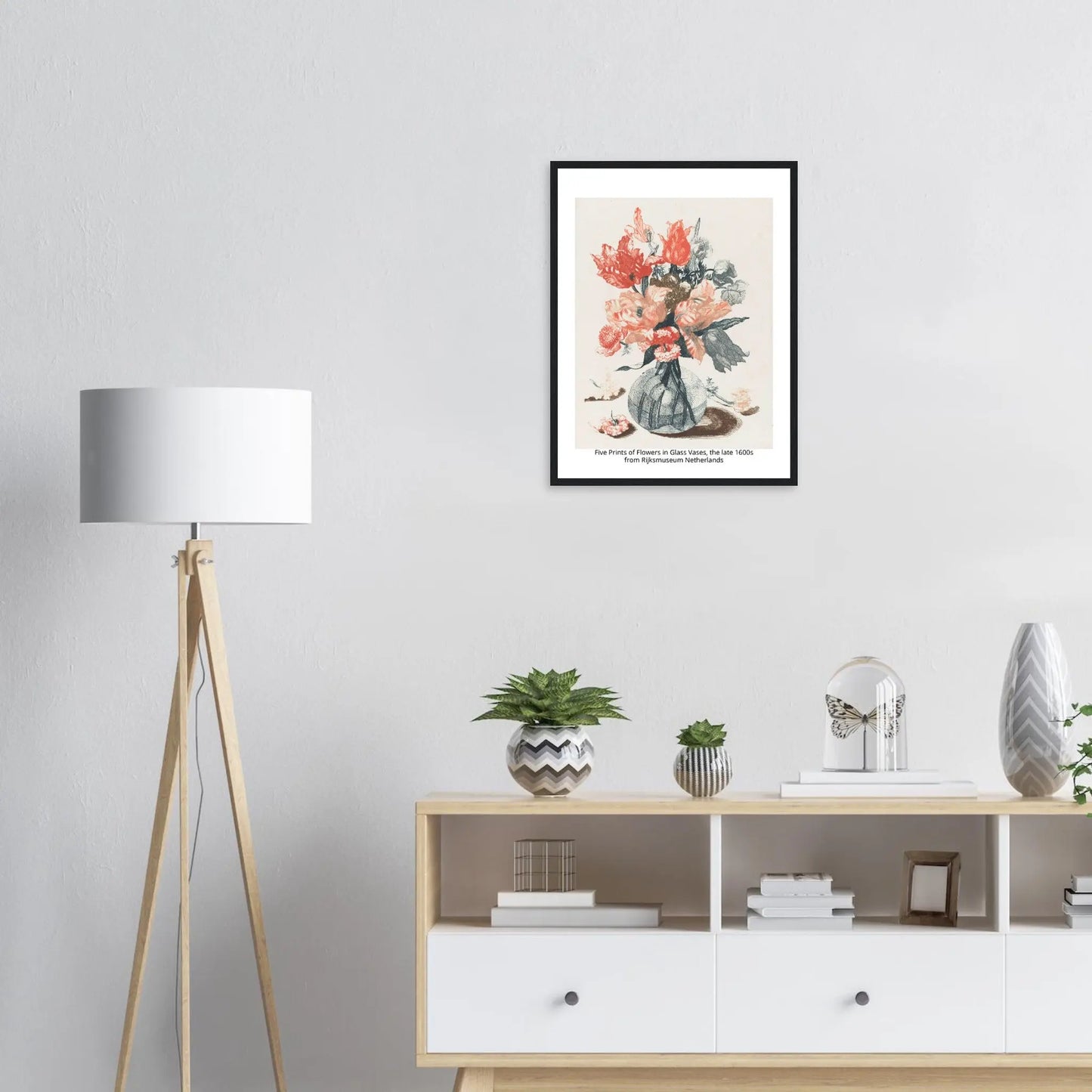 “Premium 🌿Earth-Conscious Pine Wall Art” - Classic Oil Painting, Bird and Flower Collections: Five Prints of Flowers in Glass Vases, the late 1600s from Rijksmuseum Netherlands - Canvas Wiggle