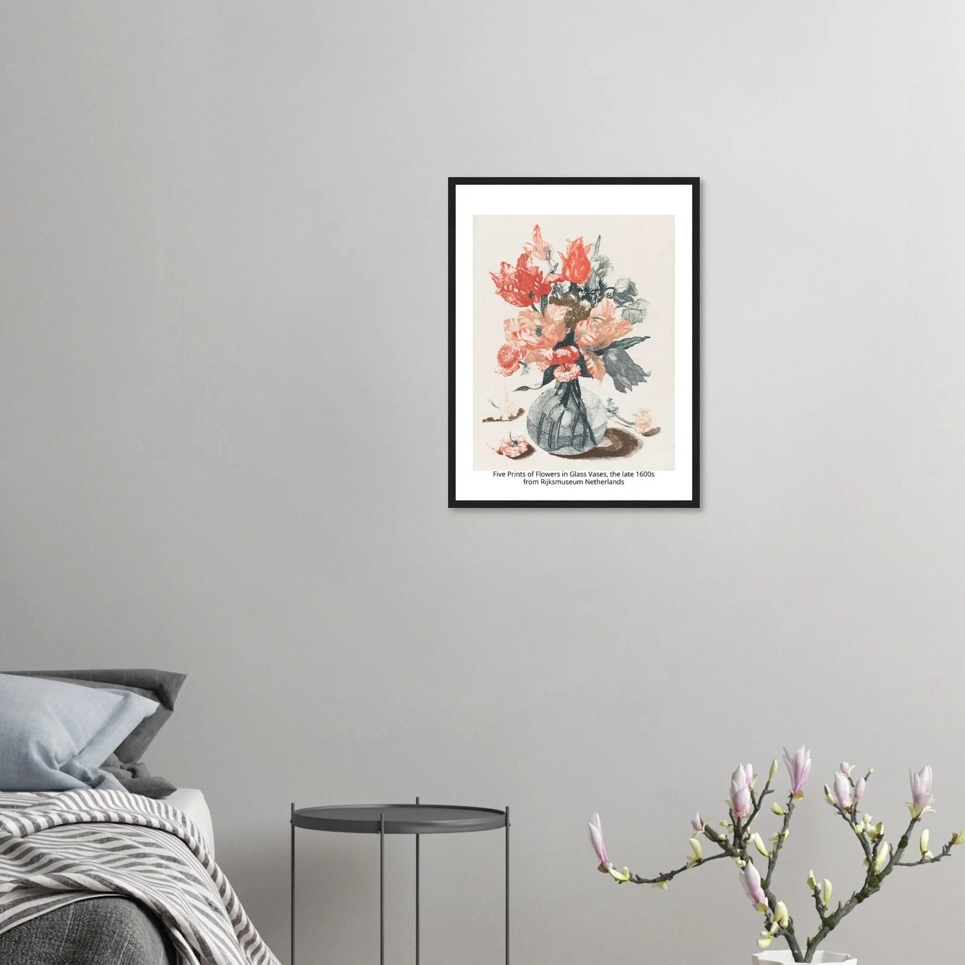 “Premium 🌿Earth-Conscious Pine Wall Art” - Classic Oil Painting, Bird and Flower Collections: Five Prints of Flowers in Glass Vases, the late 1600s from Rijksmuseum Netherlands - Canvas Wiggle