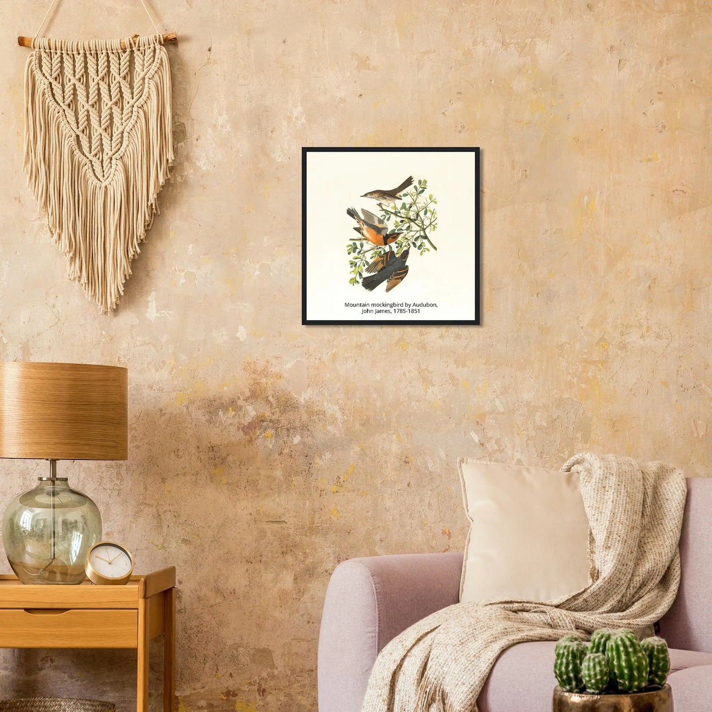 “Premium 🌿Earth-Conscious Pine Wall Art” - Classic Oil Painting, Bird and Flower Collections: Mountain Mockingbird by Audubon, John James, 1785-1851 - Canvas Wiggle