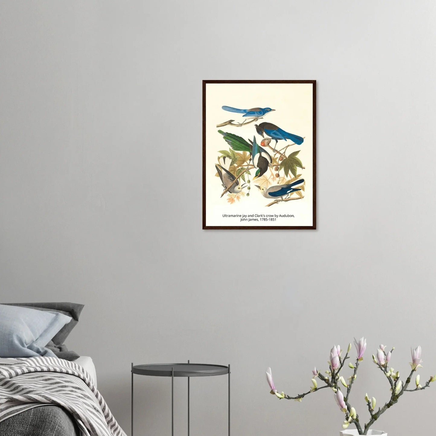 “Premium 🌿Earth-Conscious Pine Wall Art” - Classic Oil Painting, Bird and Flower Collections: Ultramarine jay and Clark's crow by Audubon, John James, 1785-1851 - Canvas Wiggle