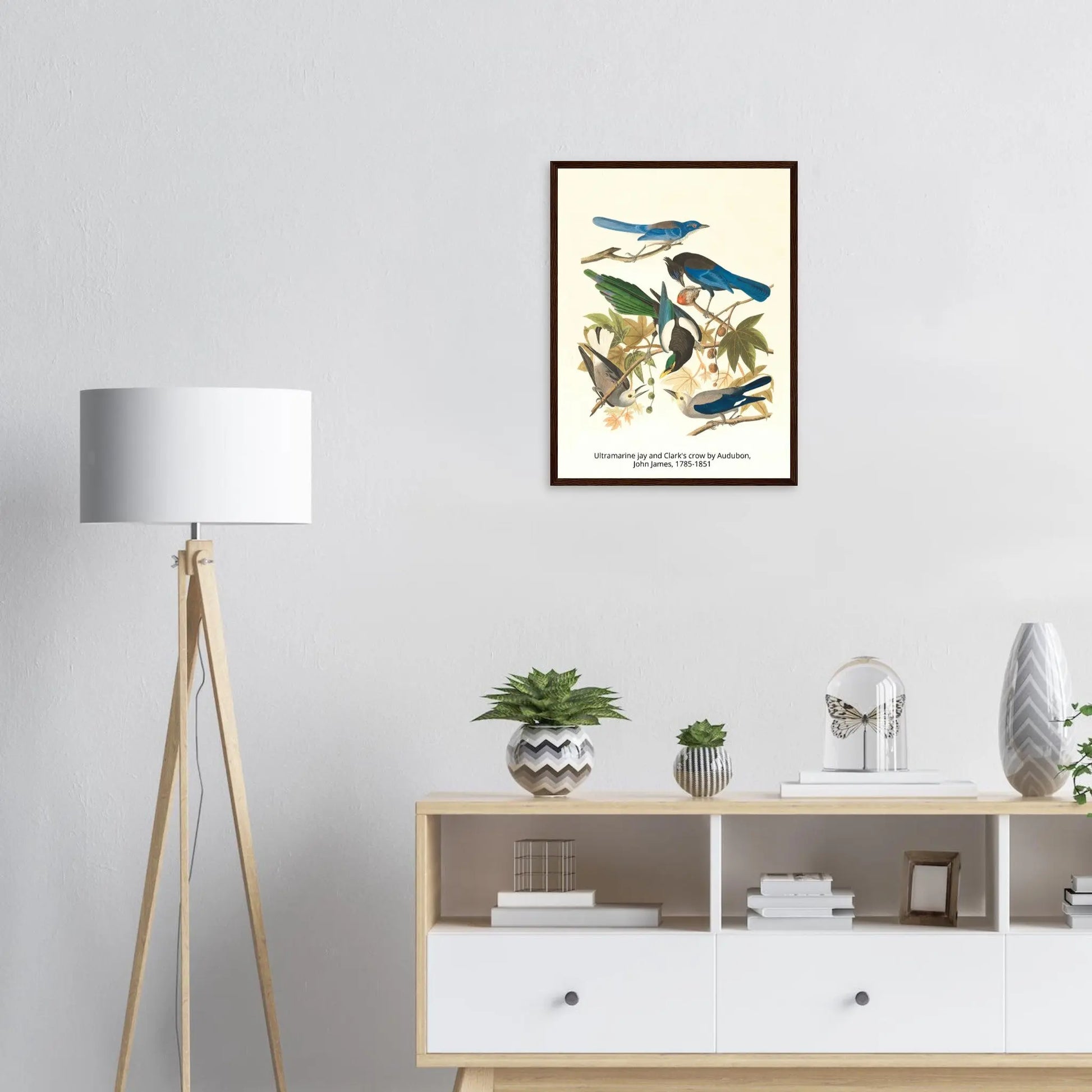 “Premium 🌿Earth-Conscious Pine Wall Art” - Classic Oil Painting, Bird and Flower Collections: Ultramarine jay and Clark's crow by Audubon, John James, 1785-1851 - Canvas Wiggle