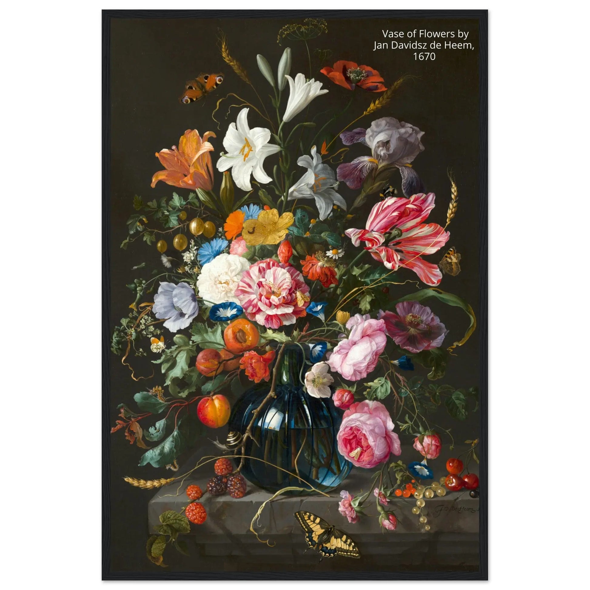 “Premium 🌿Earth-Conscious Pine Wall Art” - Classic Oil Painting, Bird and Flower Collections: Vase of Flowers by Jan Davidsz de Heem, 1670 - Canvas Wiggle