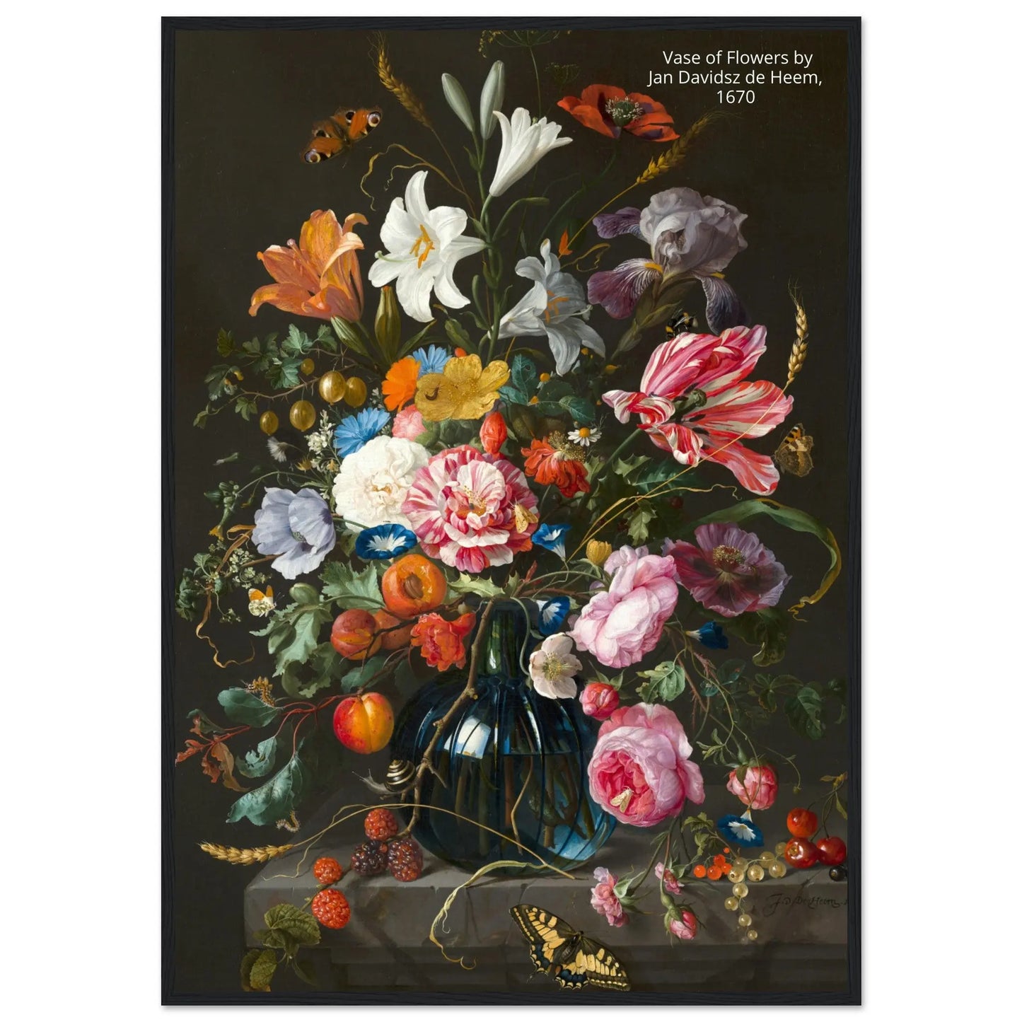 “Premium 🌿Earth-Conscious Pine Wall Art” - Classic Oil Painting, Bird and Flower Collections: Vase of Flowers by Jan Davidsz de Heem, 1670 - Canvas Wiggle