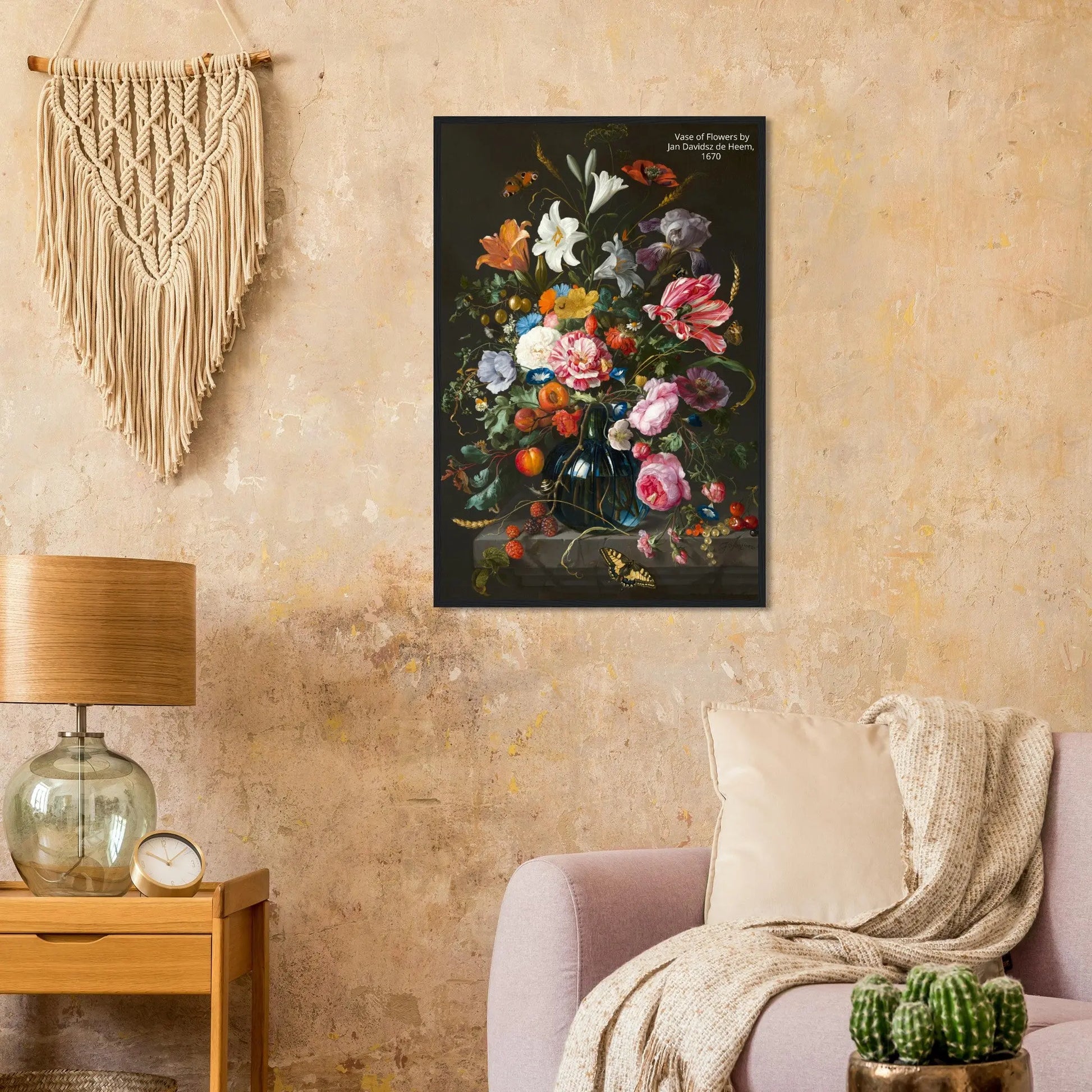 “Premium 🌿Earth-Conscious Pine Wall Art” - Classic Oil Painting, Bird and Flower Collections: Vase of Flowers by Jan Davidsz de Heem, 1670 - Canvas Wiggle