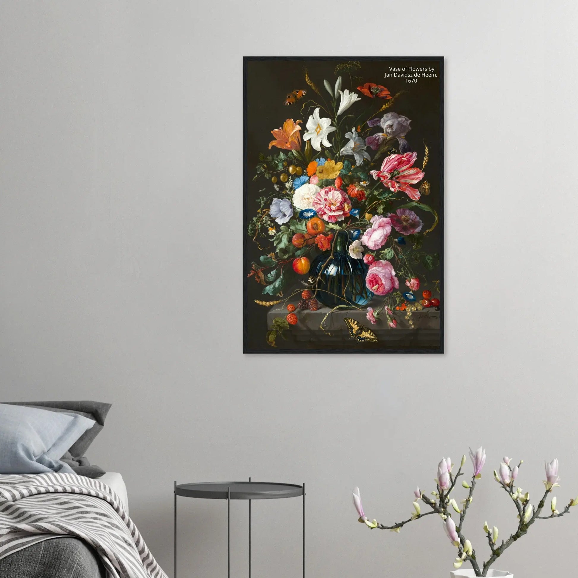 “Premium 🌿Earth-Conscious Pine Wall Art” - Classic Oil Painting, Bird and Flower Collections: Vase of Flowers by Jan Davidsz de Heem, 1670 - Canvas Wiggle