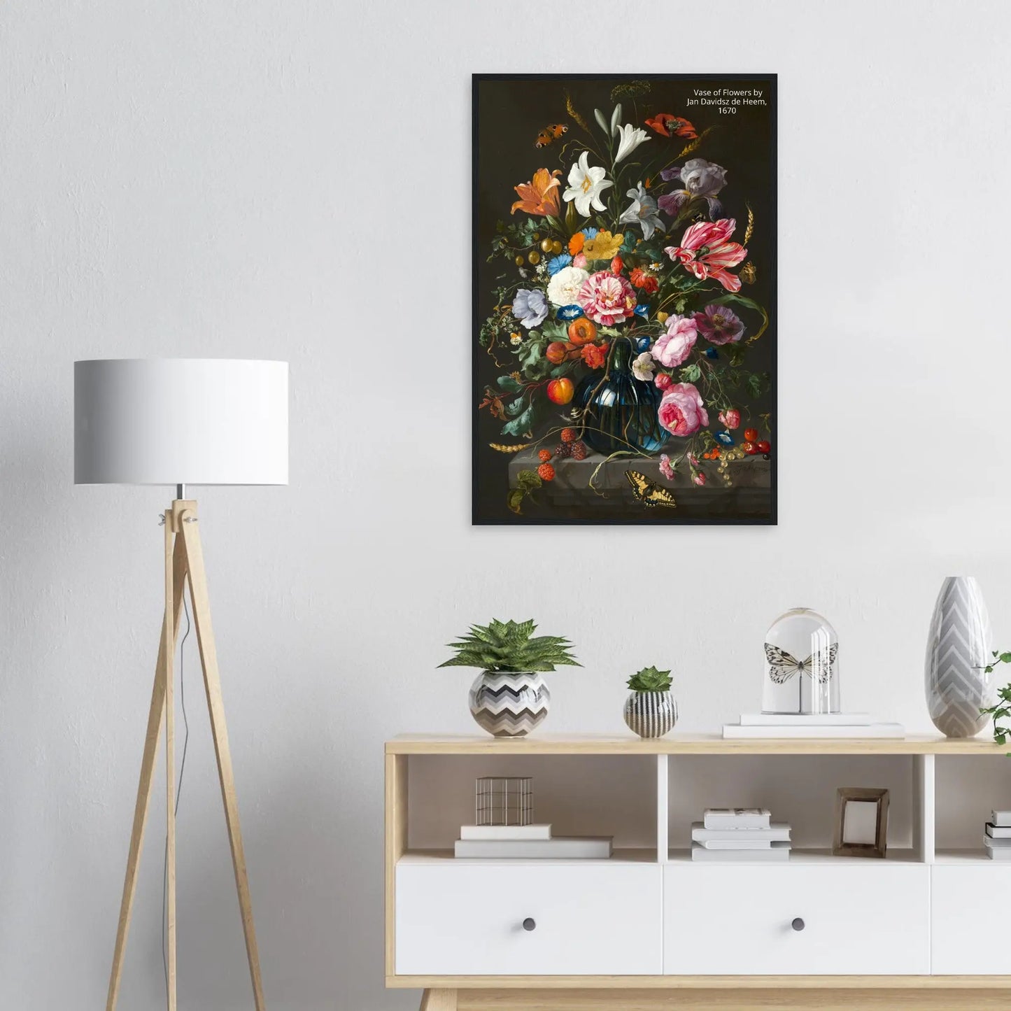 “Premium 🌿Earth-Conscious Pine Wall Art” - Classic Oil Painting, Bird and Flower Collections: Vase of Flowers by Jan Davidsz de Heem, 1670 - Canvas Wiggle