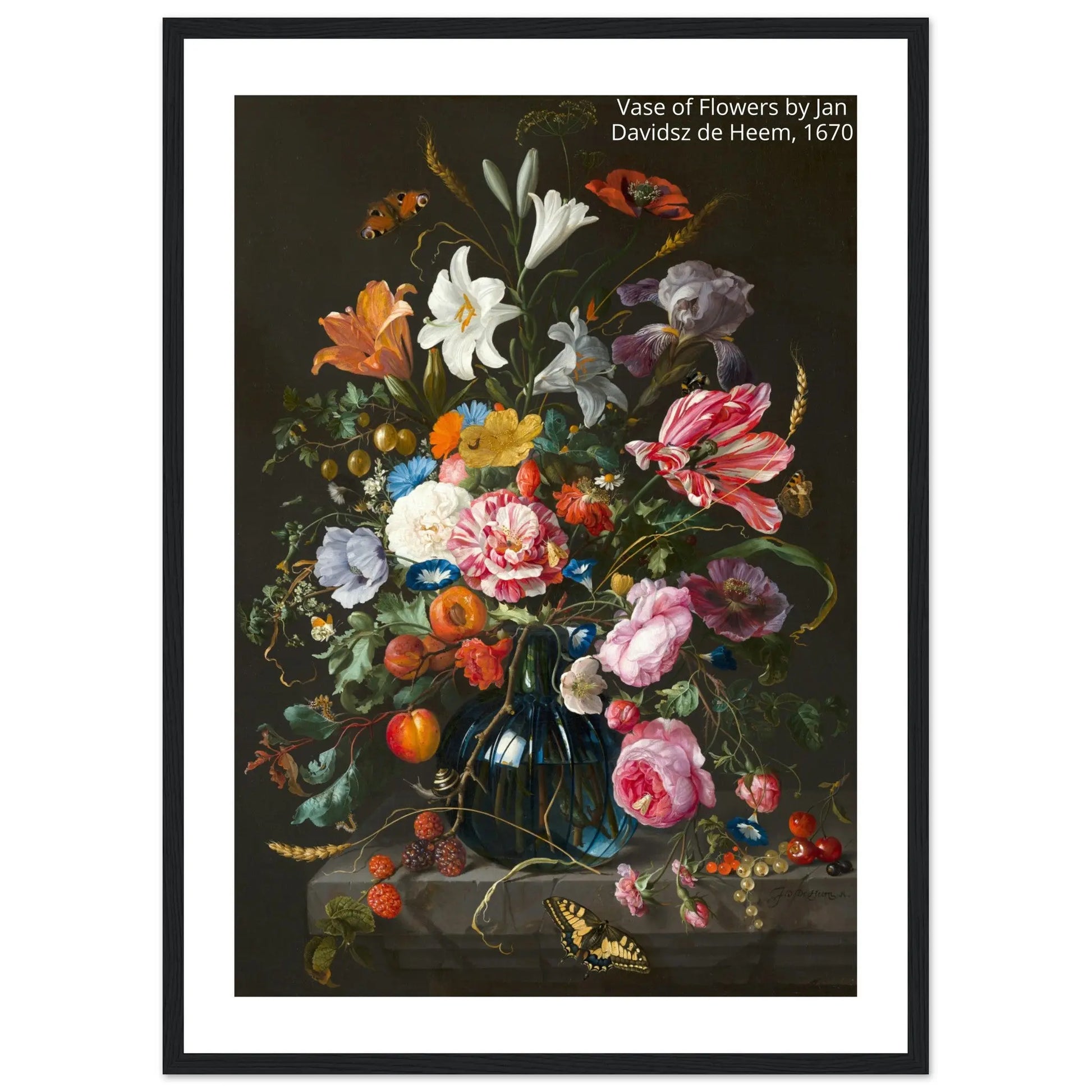 “Premium 🌿Earth-Conscious Pine Wall Art” - Classic Oil Painting, Bird and Flower Collections: Vase of Flowers by Jan Davidsz de Heem, 1670 - Canvas Wiggle