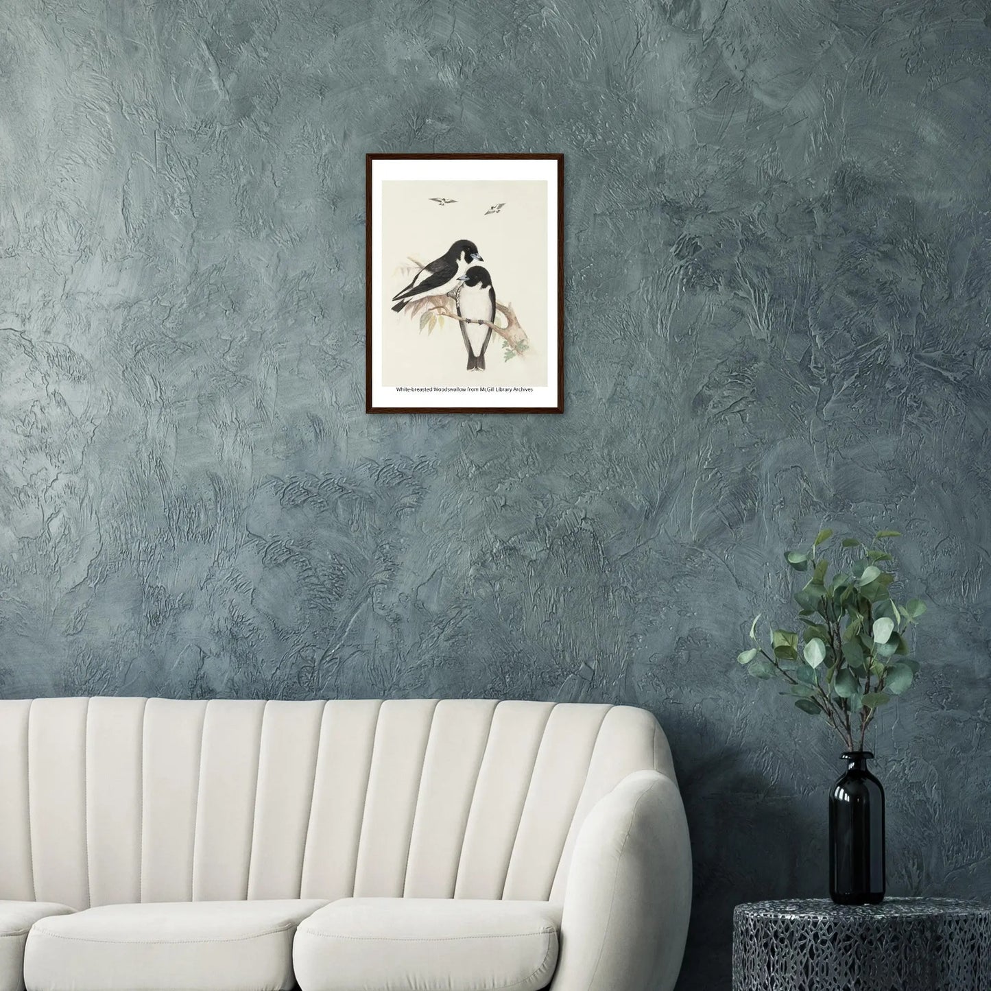 “Premium 🌿Earth-Conscious Pine Wall Art” - Classic Oil Painting, Bird and Flower Collections: White Breasted Woodswallow - Canvas Wiggle