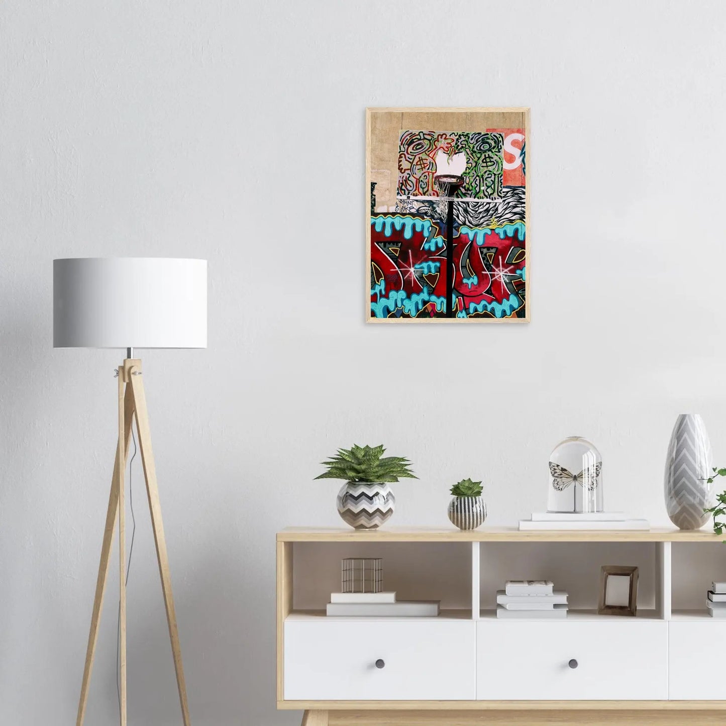 “Premium 🌿Earth-Conscious Pine Wall Art” - Graffiti Collections: Basketball Court - Canvas Wiggle