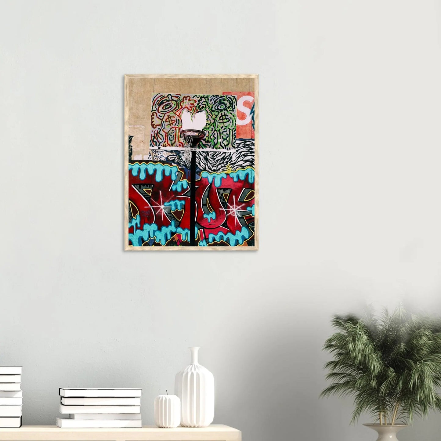 “Premium 🌿Earth-Conscious Pine Wall Art” - Graffiti Collections: Basketball Court - Canvas Wiggle