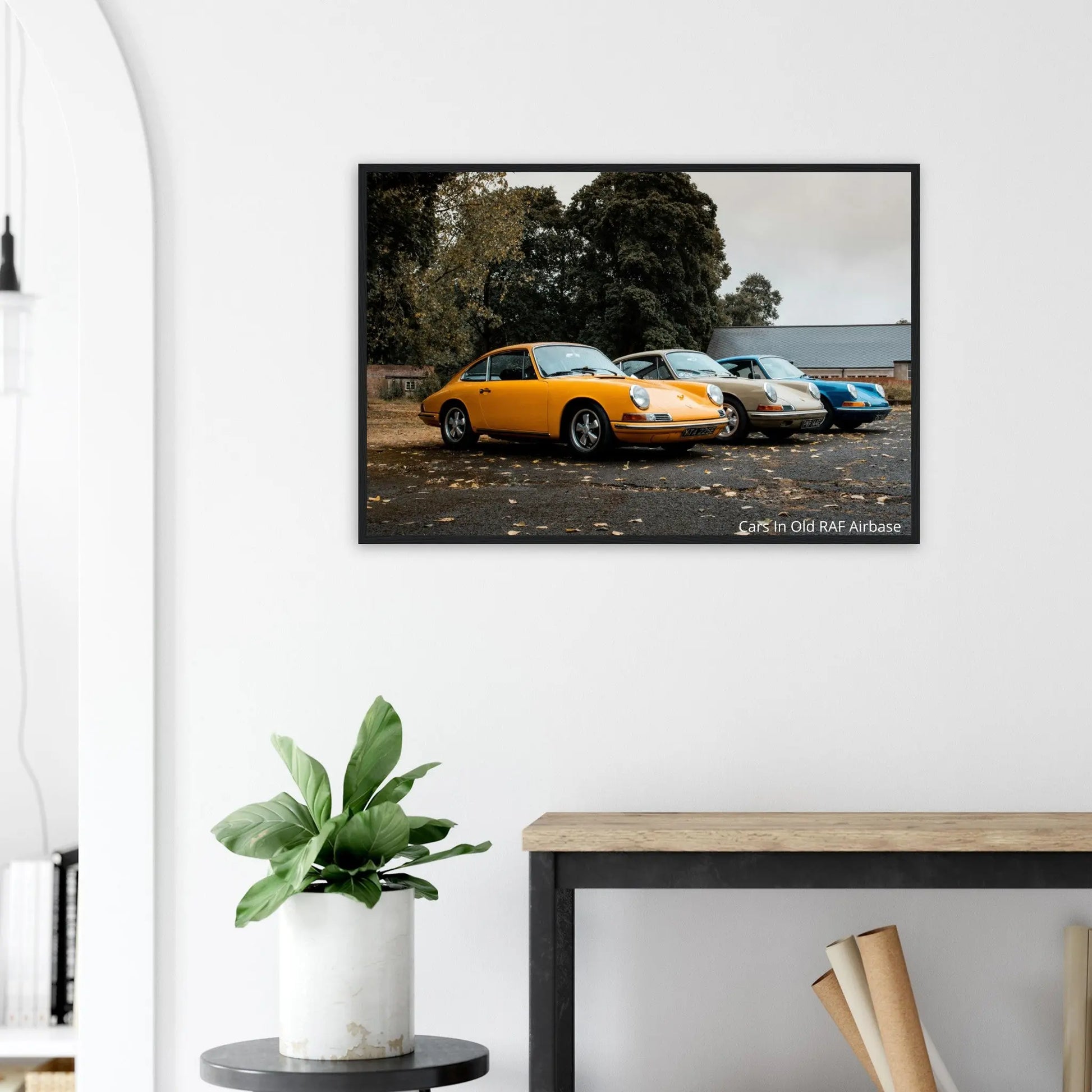 “Premium 🌿Earth-Conscious Pine Wall Art” - Retro Collections: Cars in Airbase - Canvas Wiggle