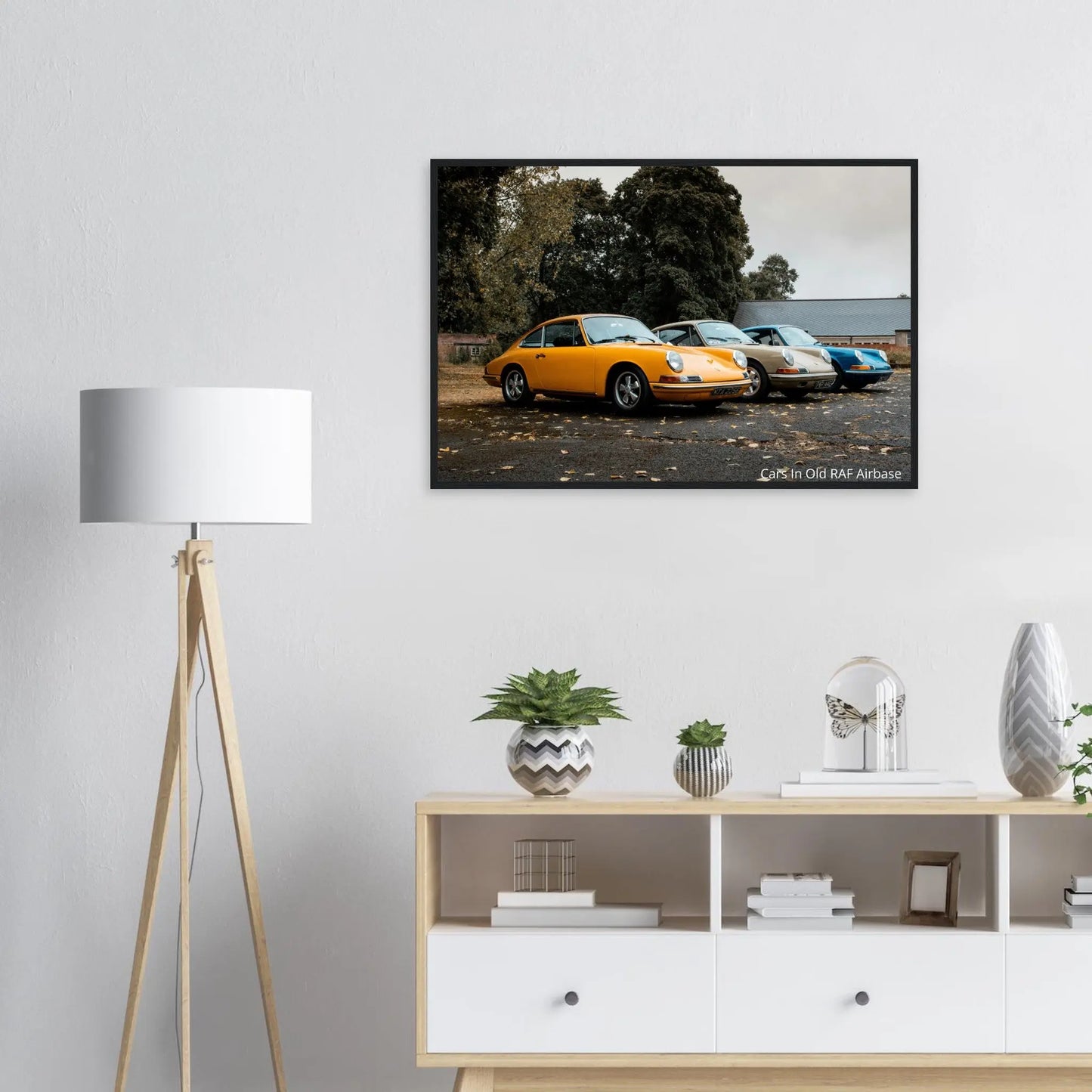 “Premium 🌿Earth-Conscious Pine Wall Art” - Retro Collections: Cars in Airbase - Canvas Wiggle