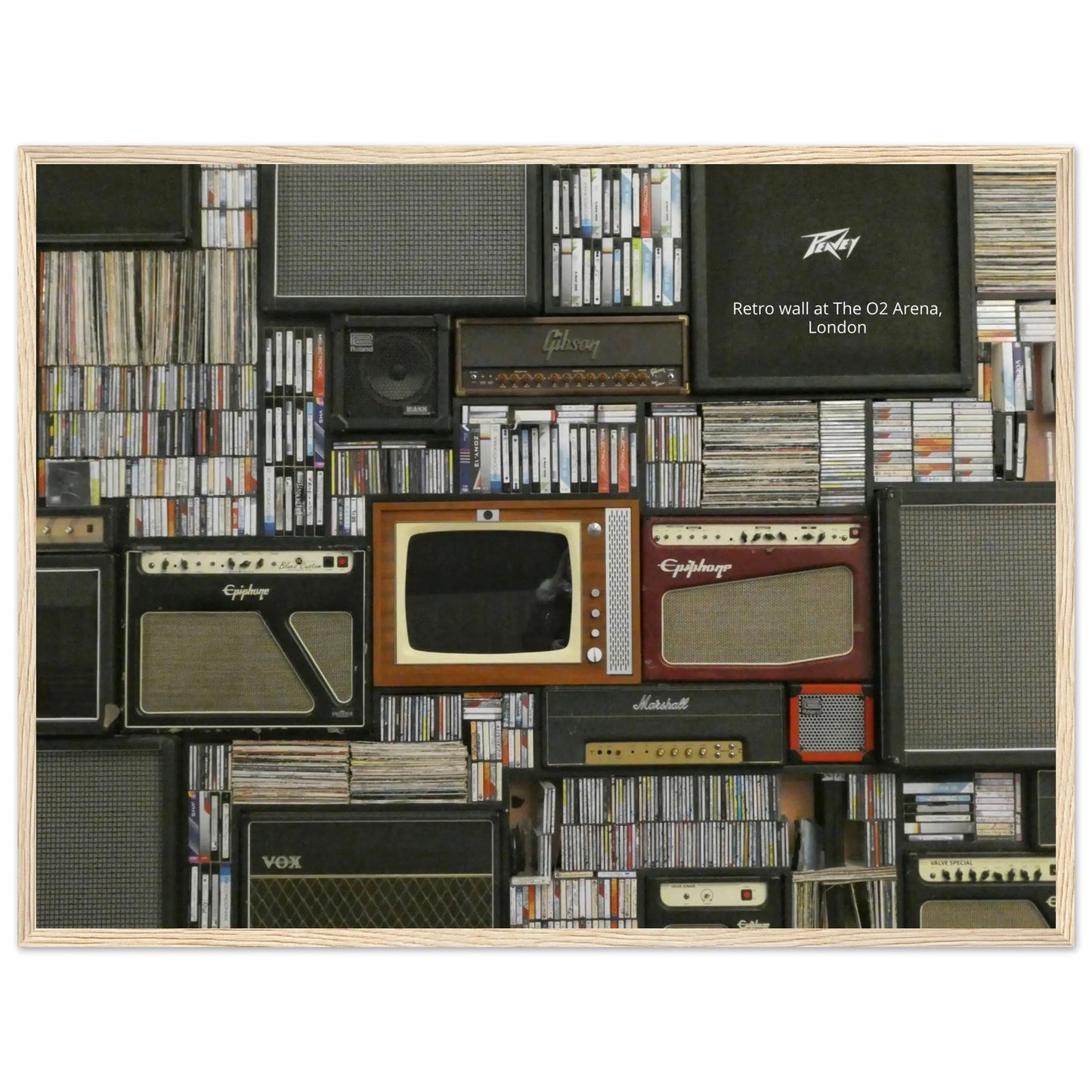 “Premium 🌿Earth-Conscious Pine Wall Art” - Retro Collections: Retro wall of LPs, Cassettes and Speakers at The O2 Arena, London - Canvas Wiggle