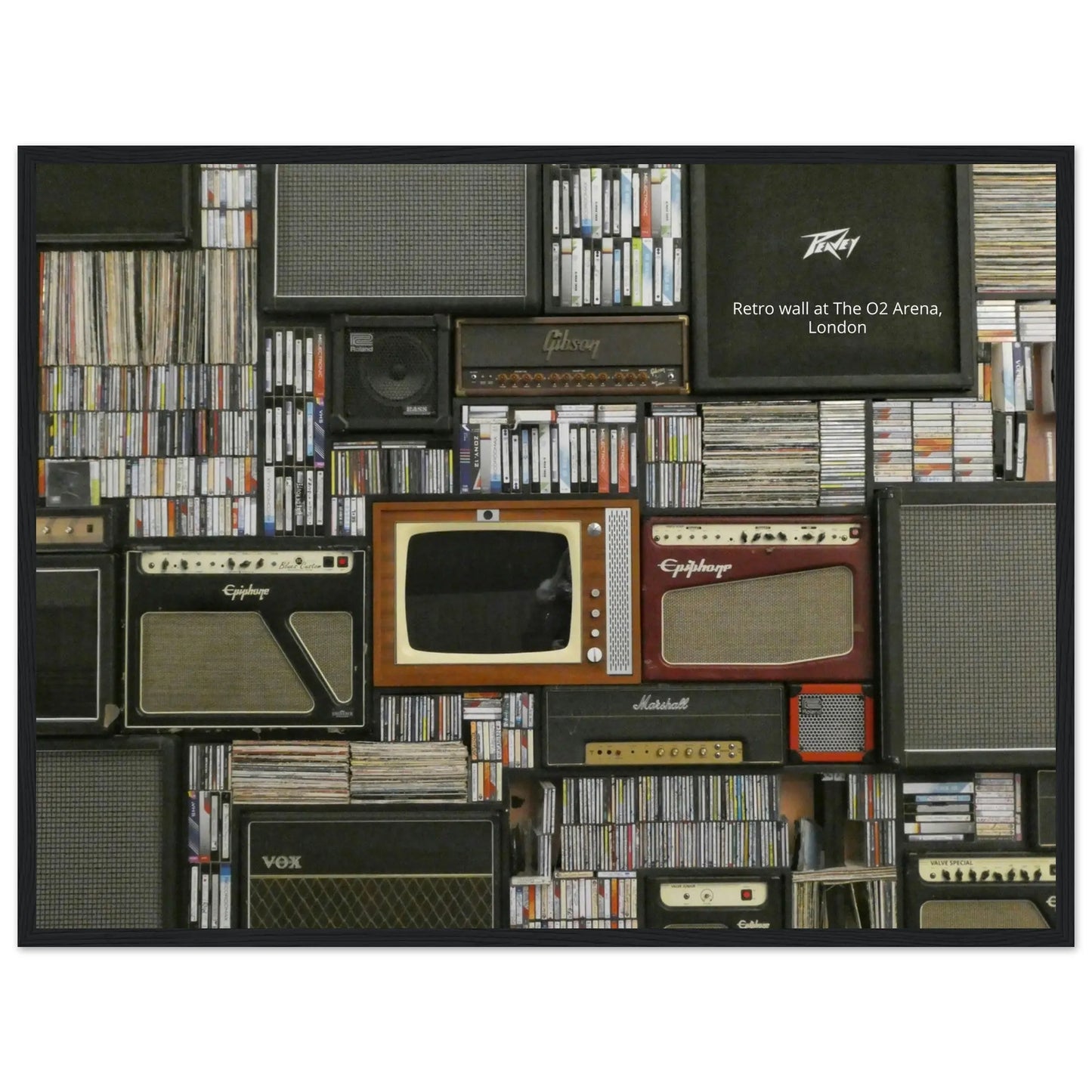 “Premium 🌿Earth-Conscious Pine Wall Art” - Retro Collections: Retro wall of LPs, Cassettes and Speakers at The O2 Arena, London - Canvas Wiggle