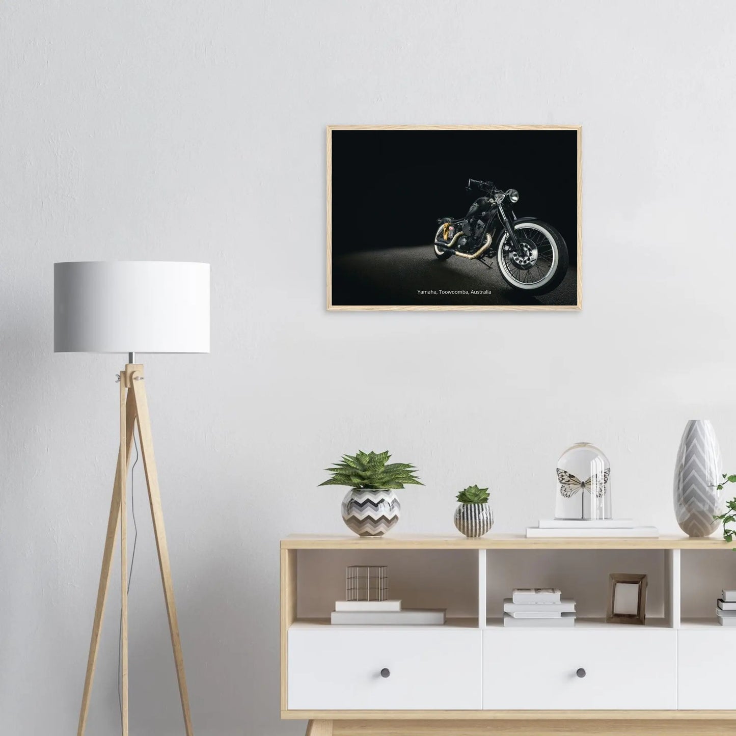 “Premium 🌿Earth-Conscious Pine Wall Art” - Retro Collections: Yamaha Bike - Canvas Wiggle