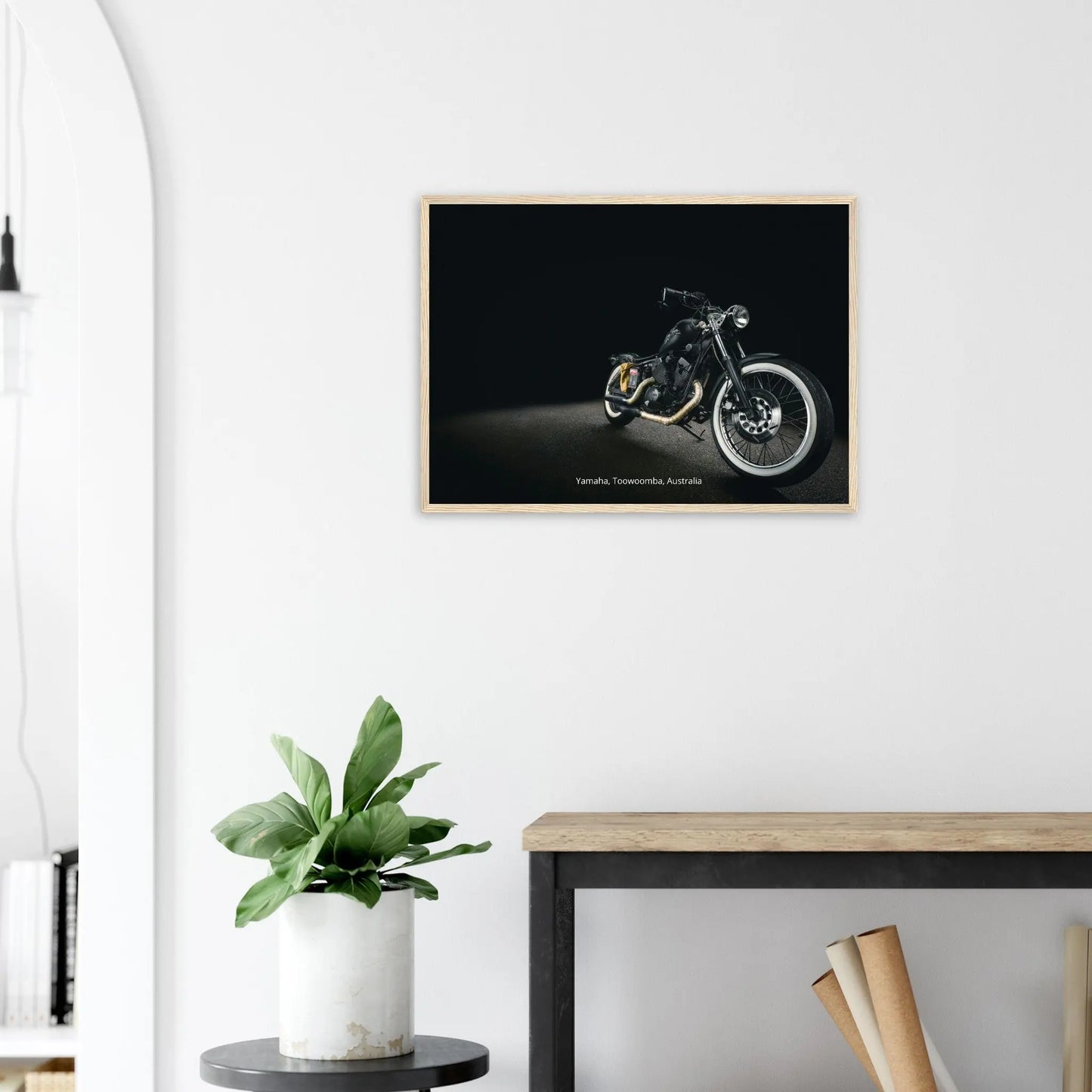 “Premium 🌿Earth-Conscious Pine Wall Art” - Retro Collections: Yamaha Bike - Canvas Wiggle