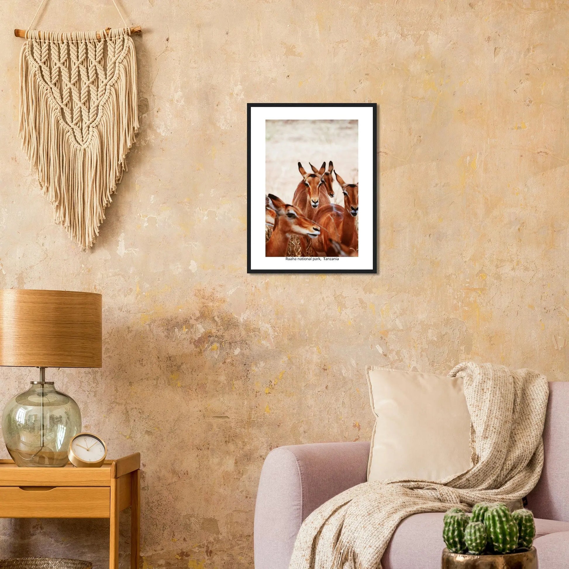 “Premium 🌿Earth-Conscious Pine Wall Art” - Untamed Nature Collections: Deer, Ruaha National Park, Tanzania - Canvas Wiggle