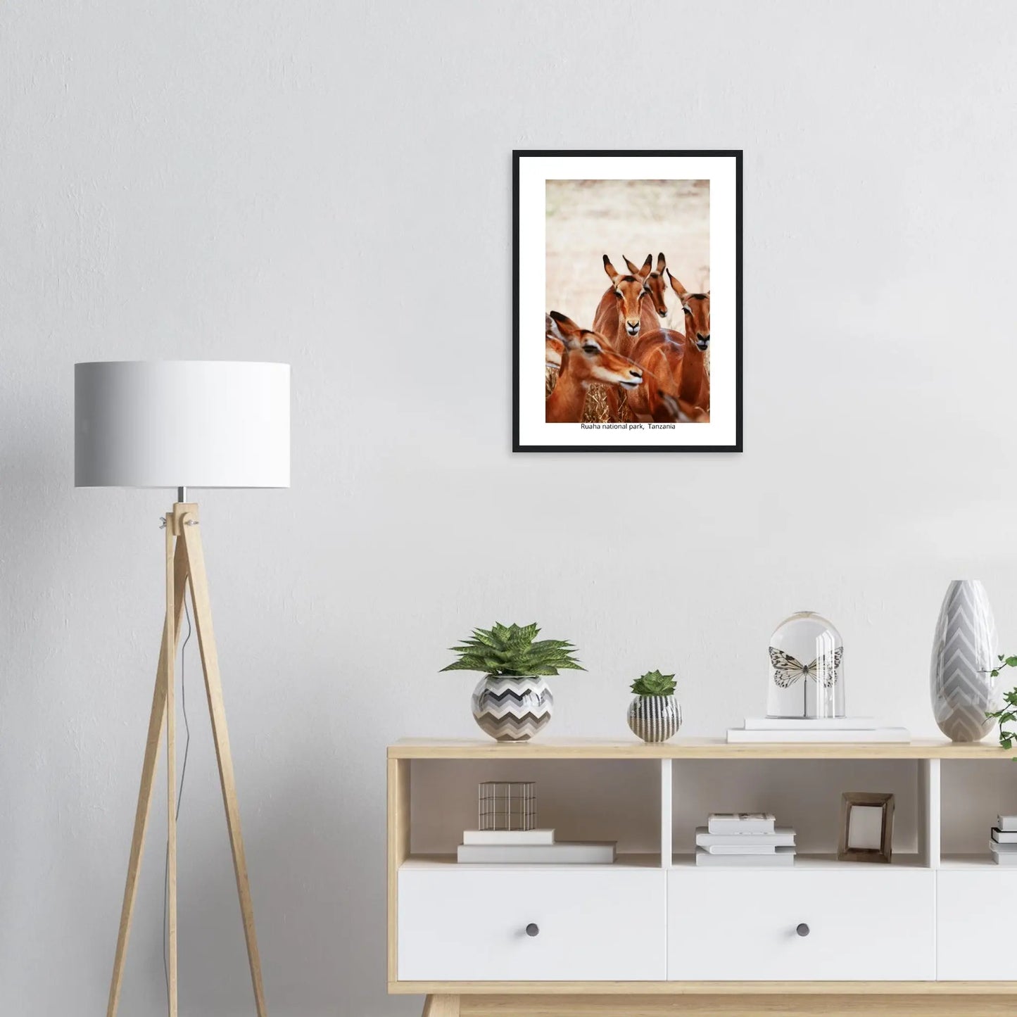 “Premium 🌿Earth-Conscious Pine Wall Art” - Untamed Nature Collections: Deer, Ruaha National Park, Tanzania - Canvas Wiggle